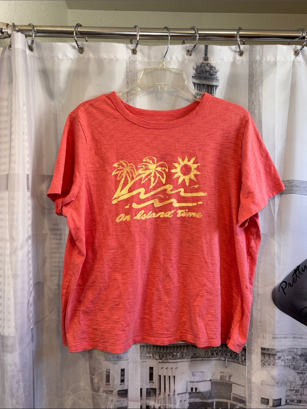 Old Navy On Island Time Coral Graphic Tee